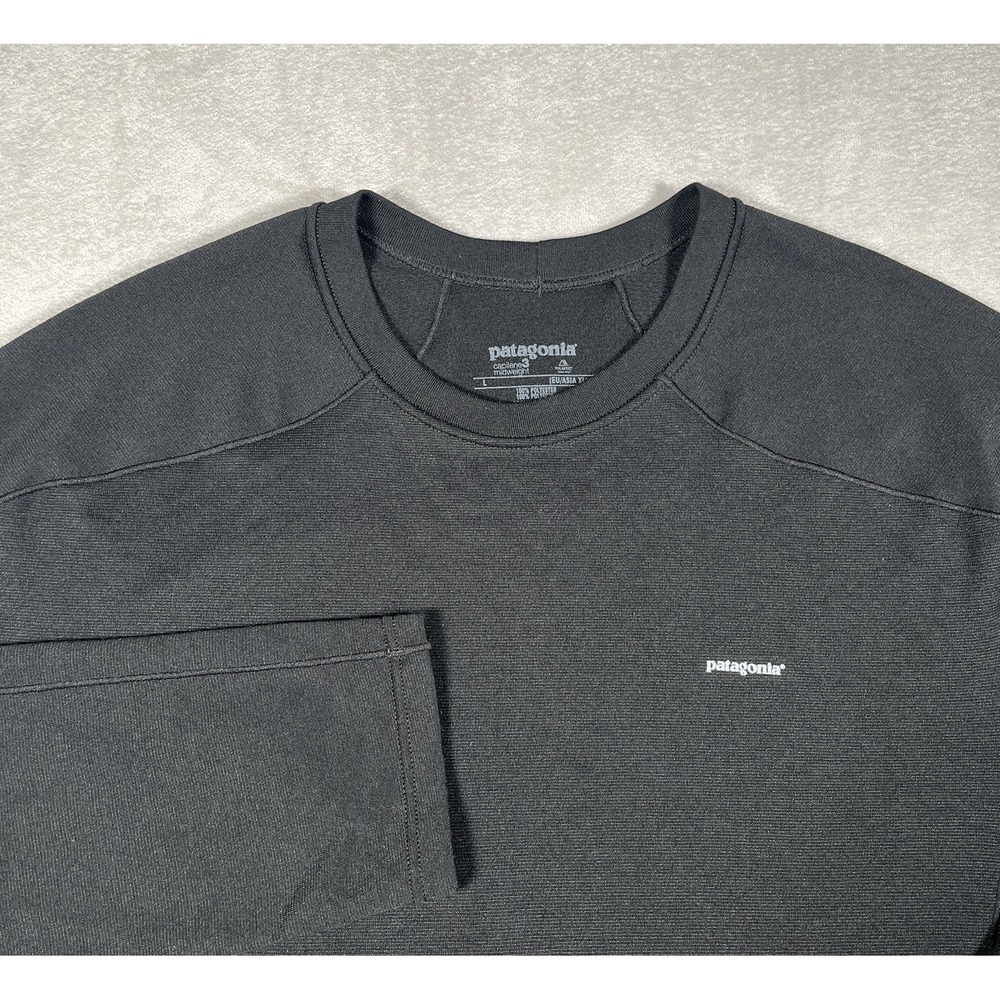 PATAGONIA Mens Capilene 3 Midweight Crew Pullover Black Base Layer Large Outdoor